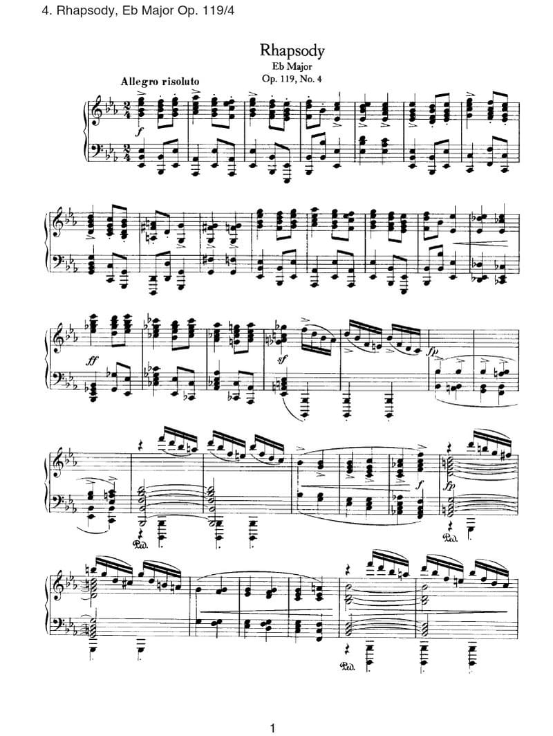 Preview of 4 Pieces: Rhapsody in E-flat major