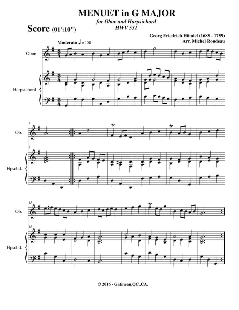 Preview of Minuet in G Minor, HWV 531
