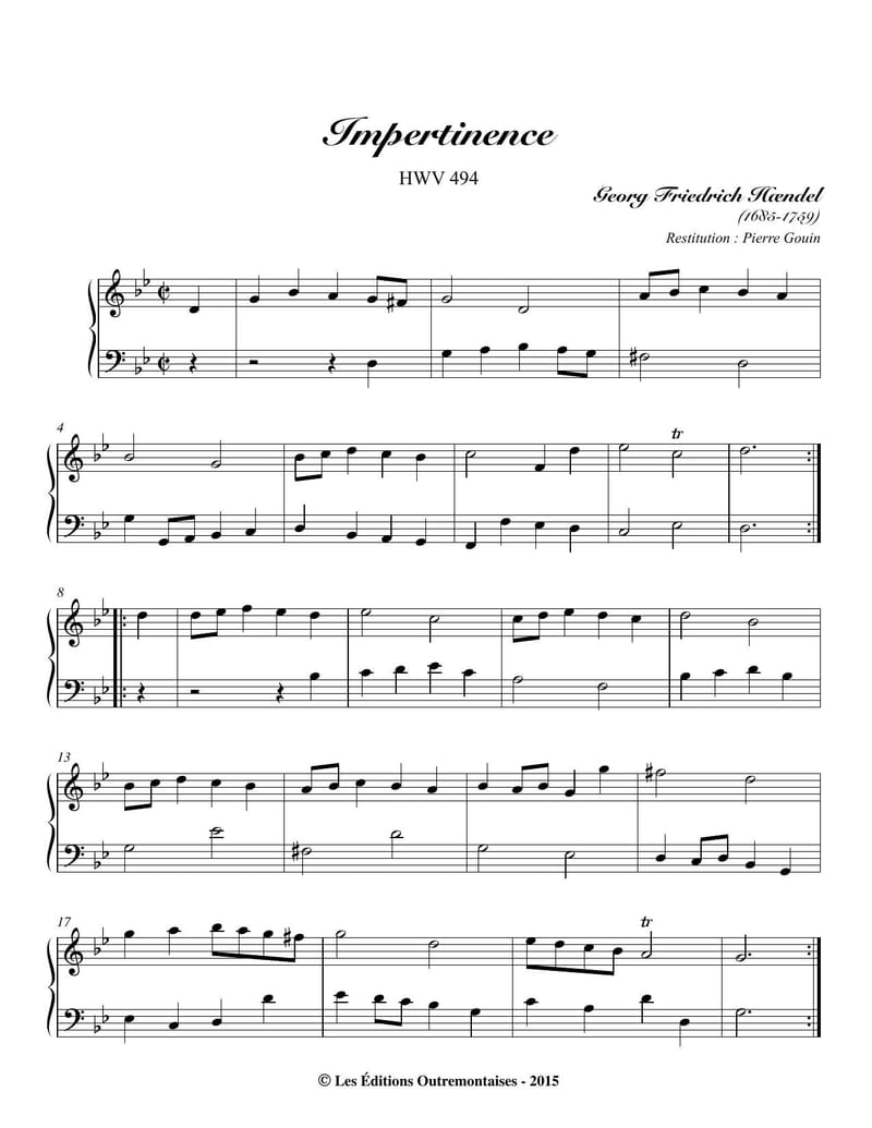 Preview of Impertinence (Bourée) in G Minor, HWV 494