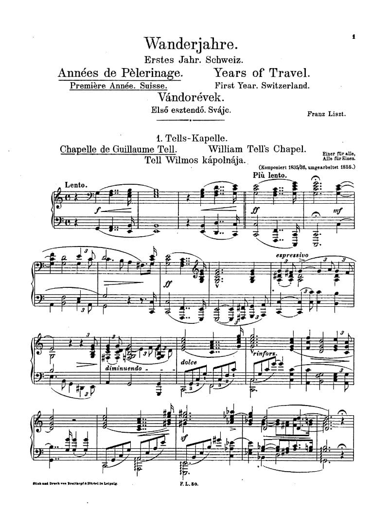 Preview of Années de pèlerinage I: Suisse, S. 160: No. 1 Chapelle de Guillaume Tell