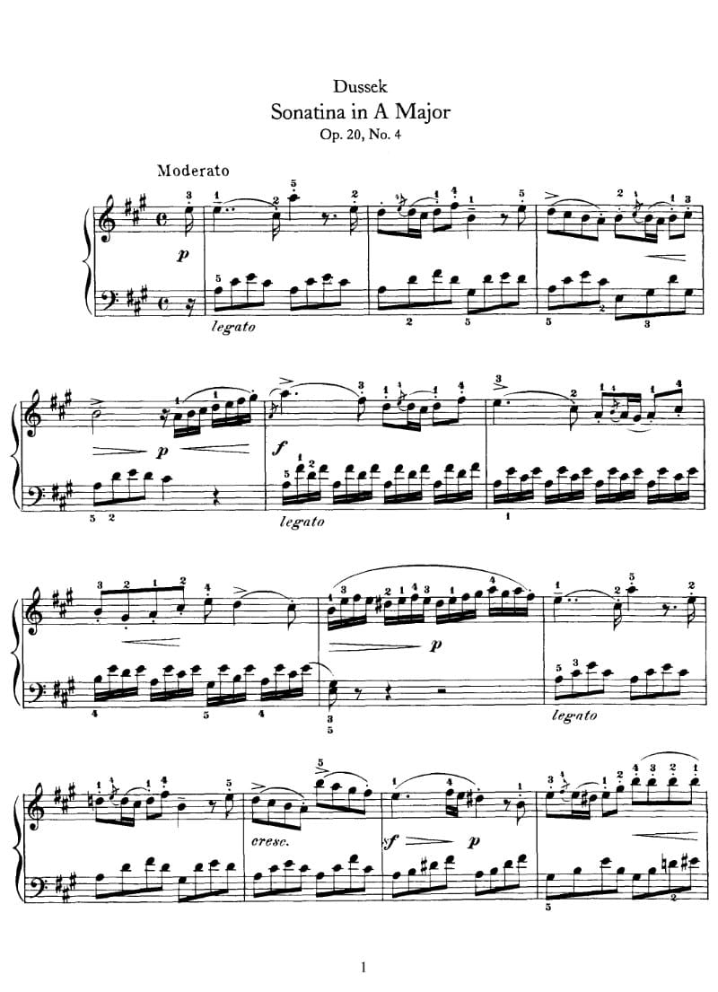 Preview of Sonatina in A Major, Op. 20 No. 4