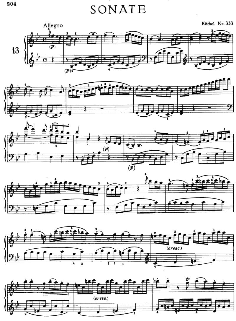 Preview of Piano Sonata No. 13 in B-flat Major