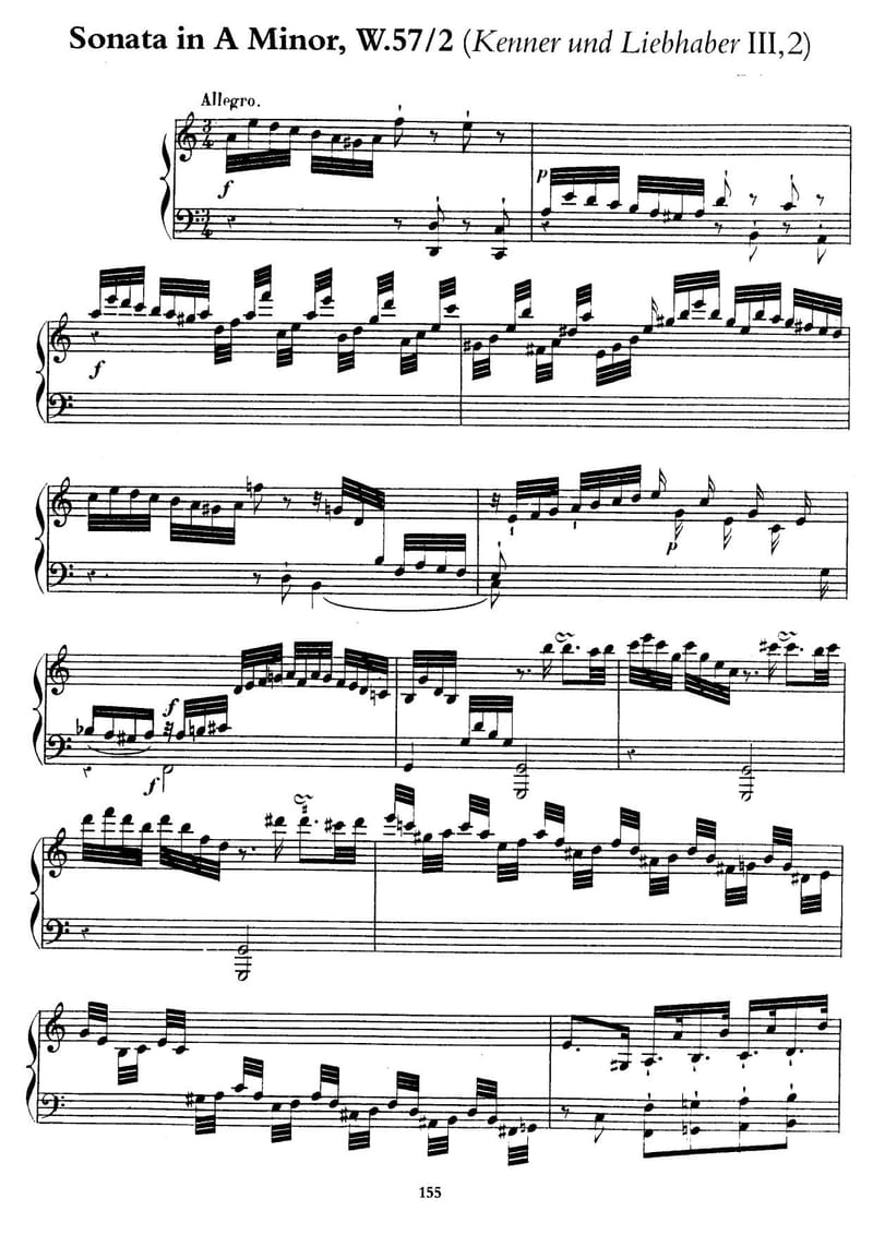 Preview of Keyboard Sonata in A minor, Wq. 57/2