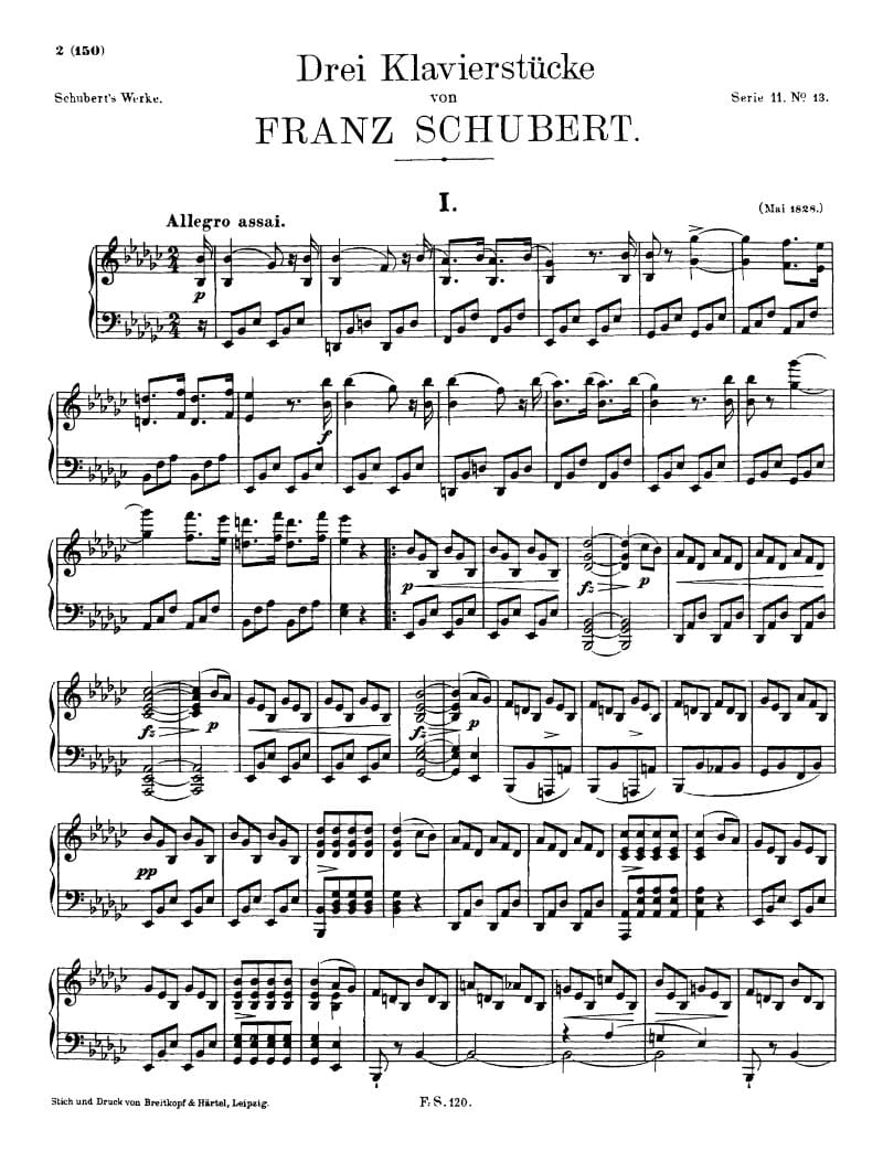 Preview of 3 Klavierstücke, D. 946: No. 1 in E-flat Minor