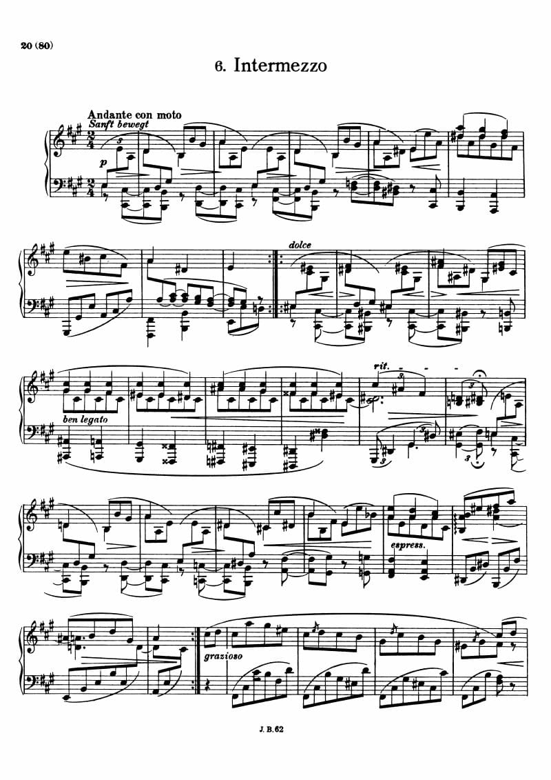 Preview of 8 Klavierstücke, Op. 76: No. 6 Intermezzo in A Major