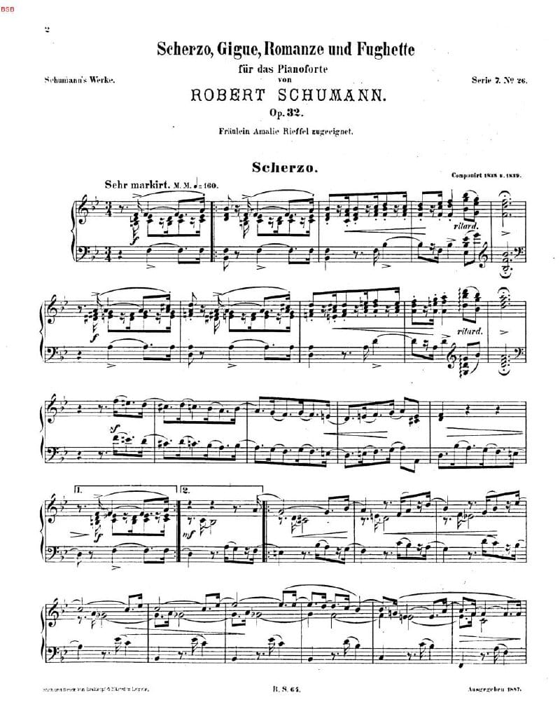 Preview of 4 Klavierstücke, Op. 32: No. 1, Scherzo