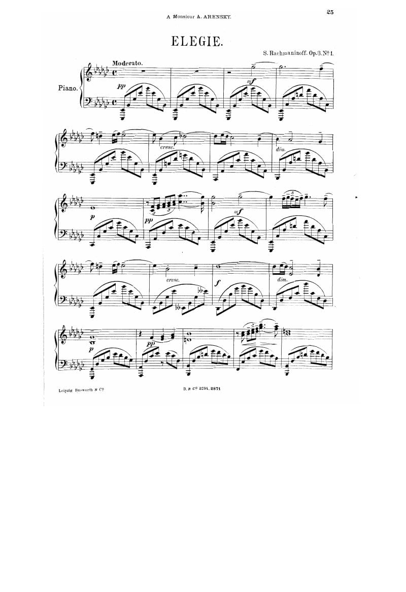 Preview of Elegie in E-flat Minor