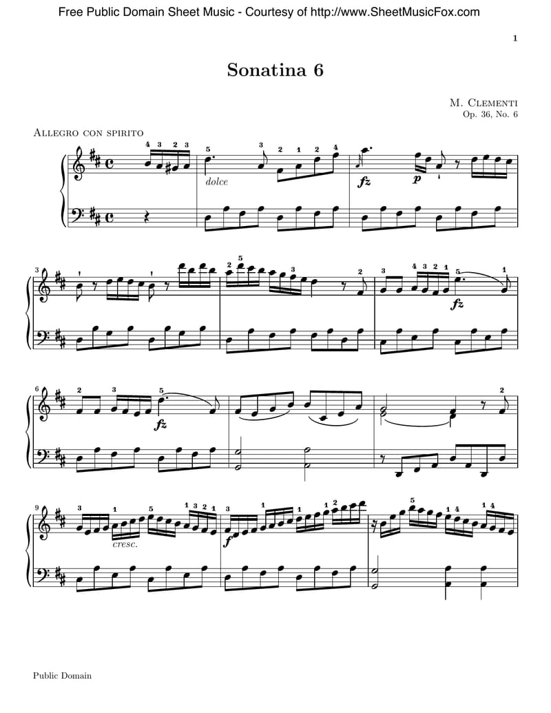 Preview of Sonatina in D Major, Op. 36 No. 6