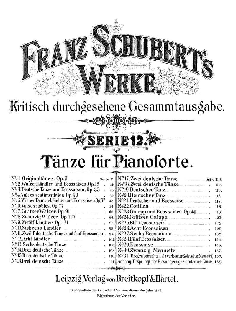 Preview of 36 Originaltänze (First Waltzes), D. 365 (Op. 9)