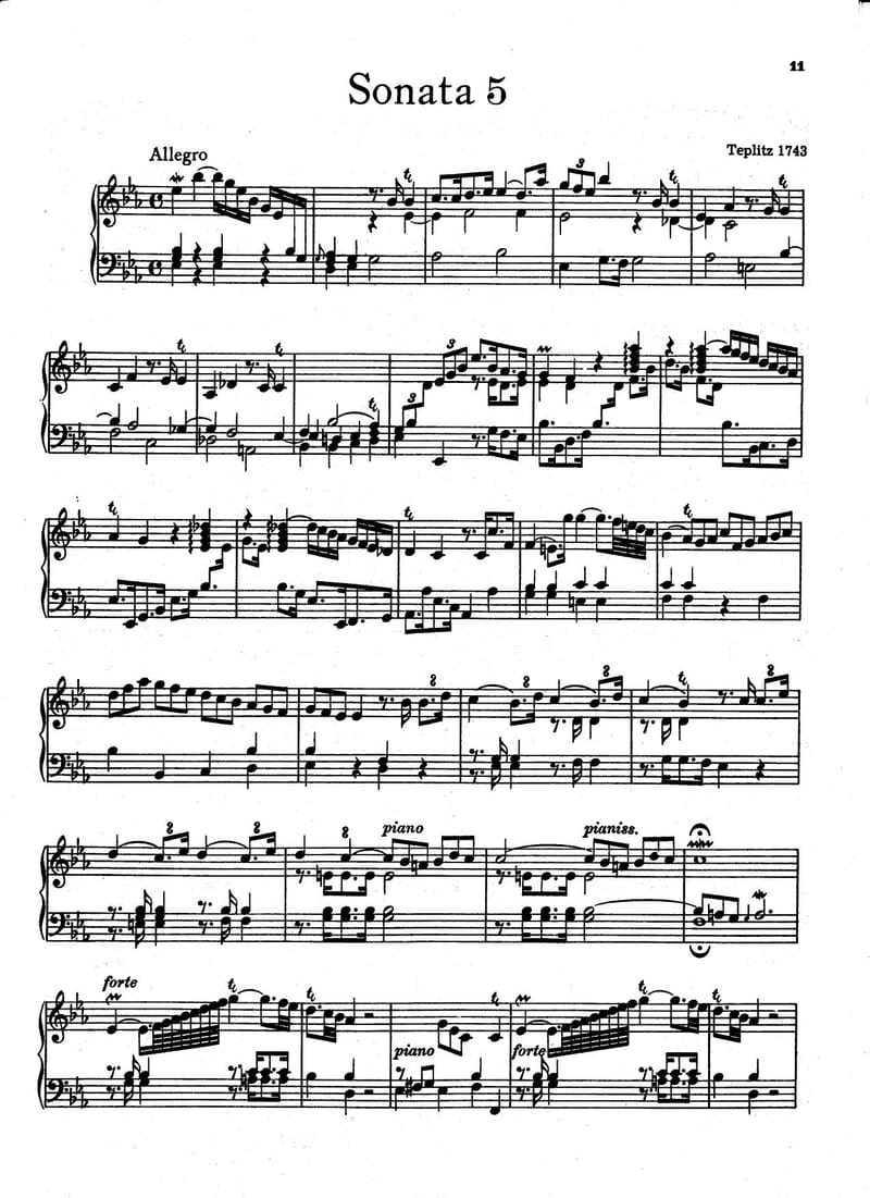 Preview of Württemberg Sonata No. 5 in E-flat major