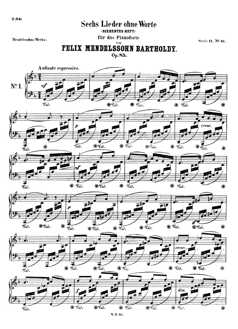Preview of Songs Without Words: Op. 85 No. 1