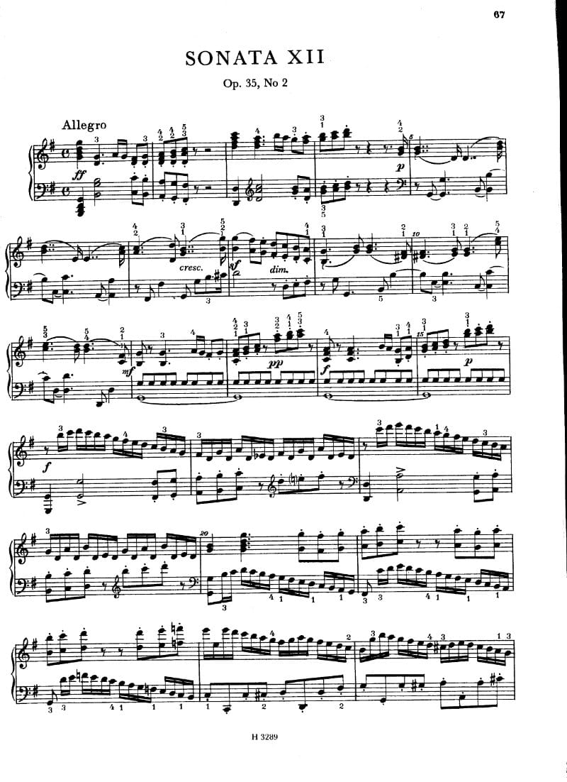 Preview of Piano Sonata No. 12 in G Major, Op. 35 No. 2