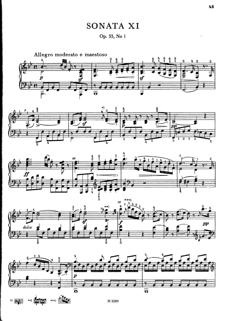 Preview of Piano Sonata No. 11 in B-flat Major, Op. 35 No. 1