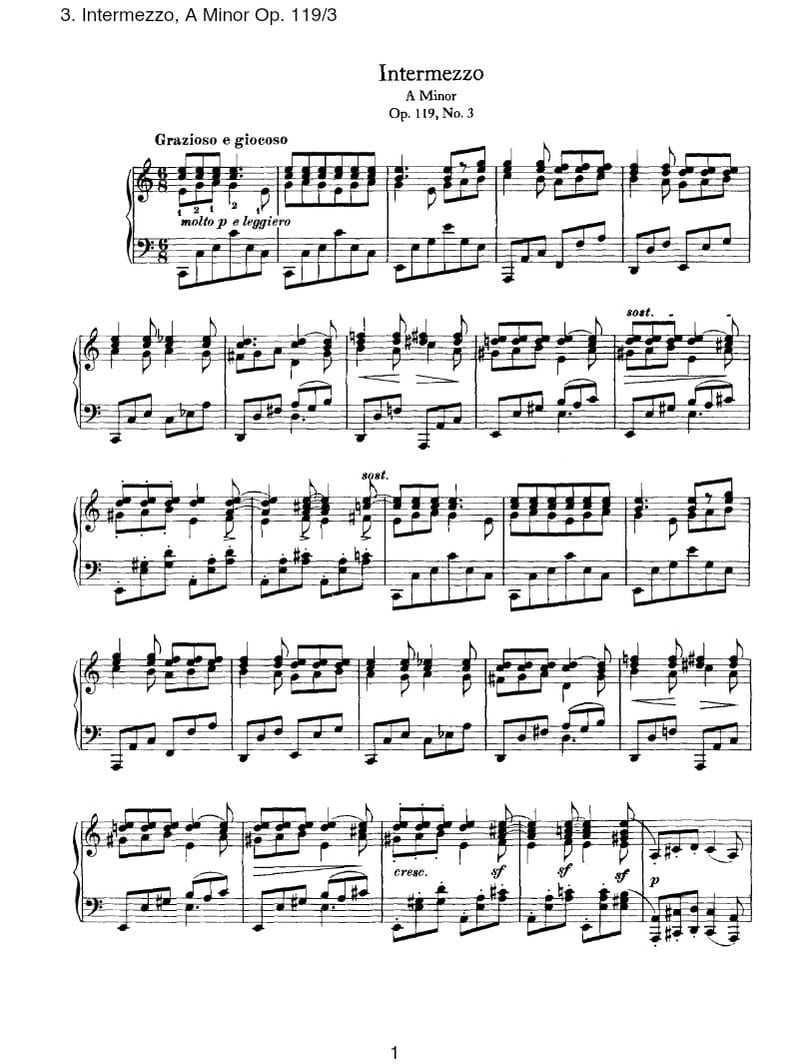 Preview of 4 Pieces: Intermezzo in C major