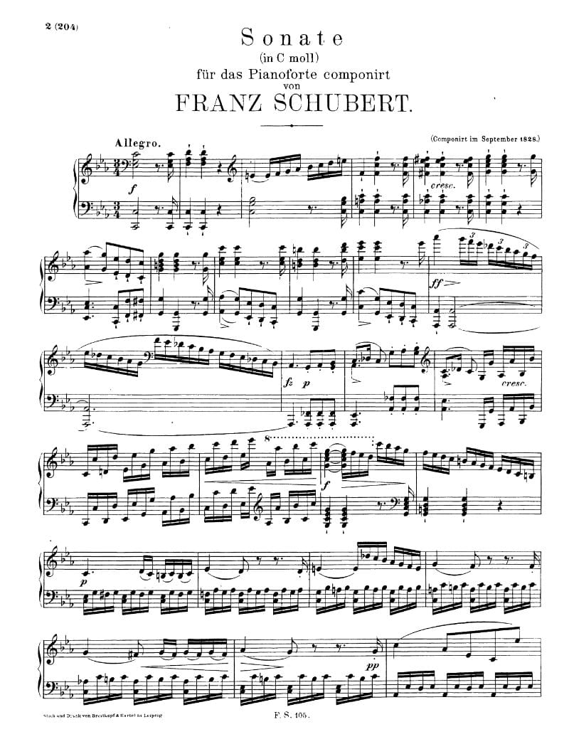 Preview of Piano Sonata in C Minor, D. 958