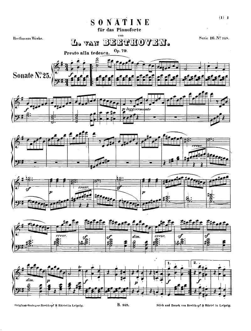 Preview of Piano Sonata No. 25 in G Major, Op. 79