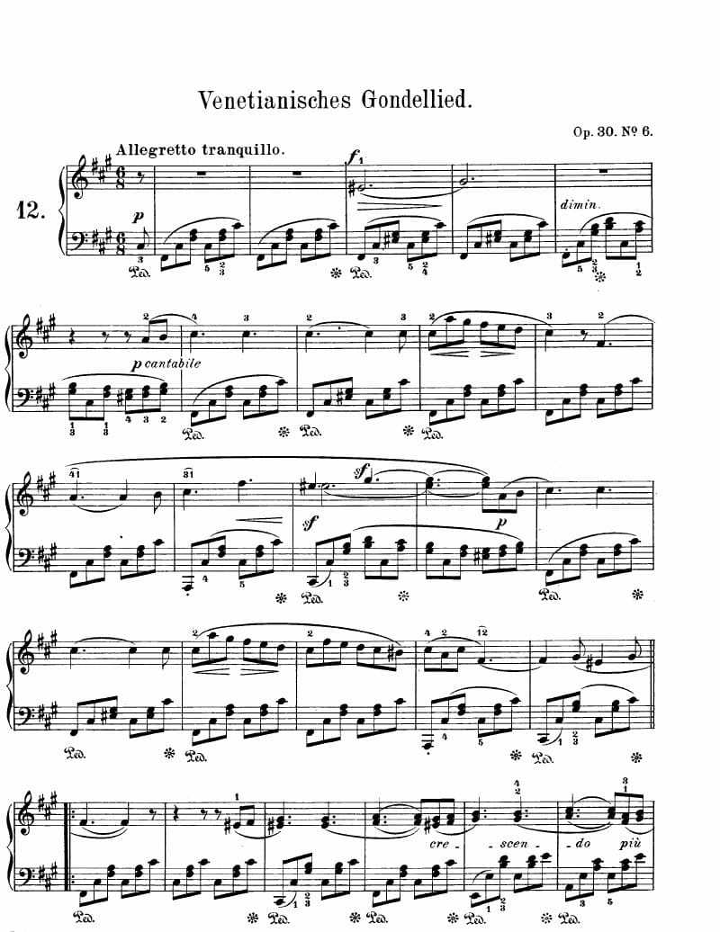Preview of Songs Without Words: Venetian Gondola Song No. 2