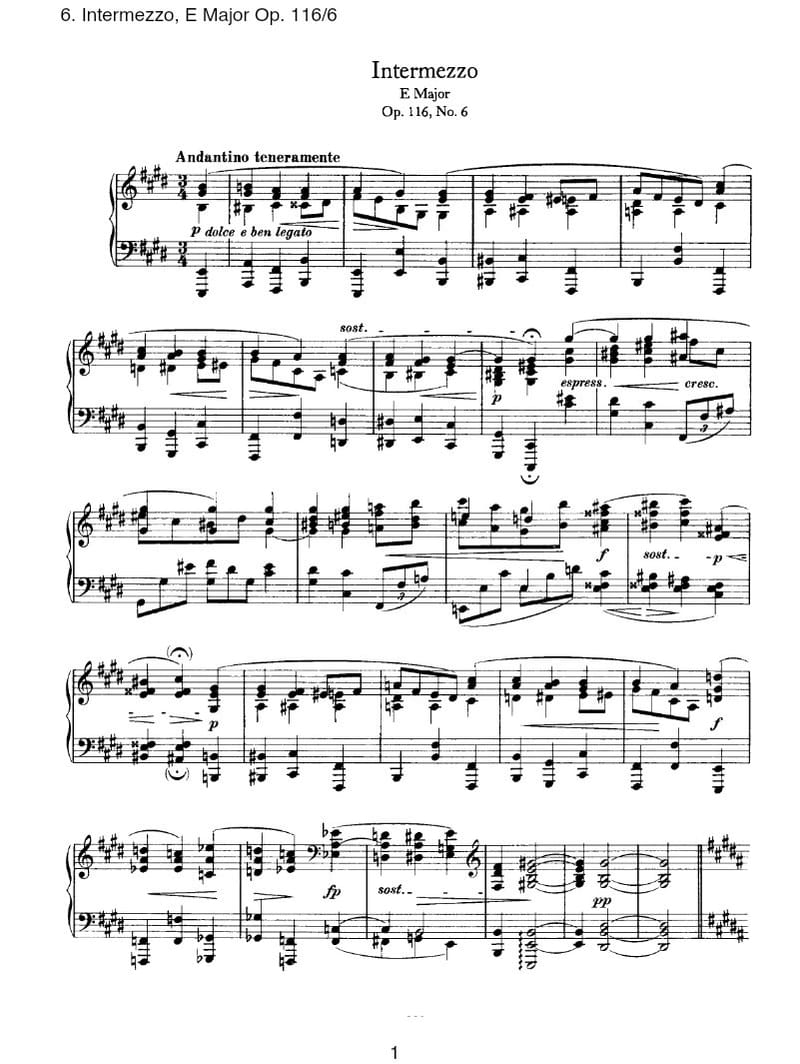 Preview of Fantasies: Intermezzo in E major