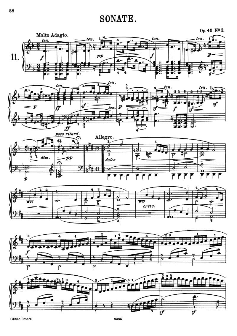Preview of Sonata in D Minor, Op. 40 No. 3