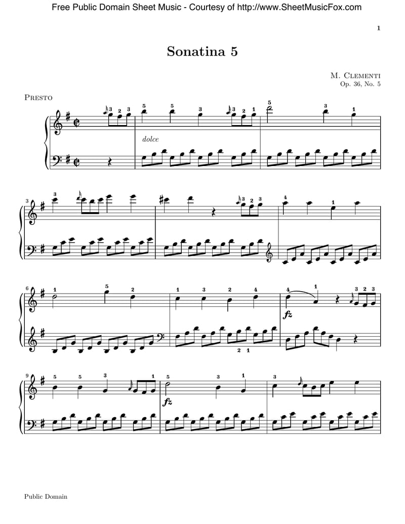Preview of Sonatina in G Major, Op. 36 No. 5