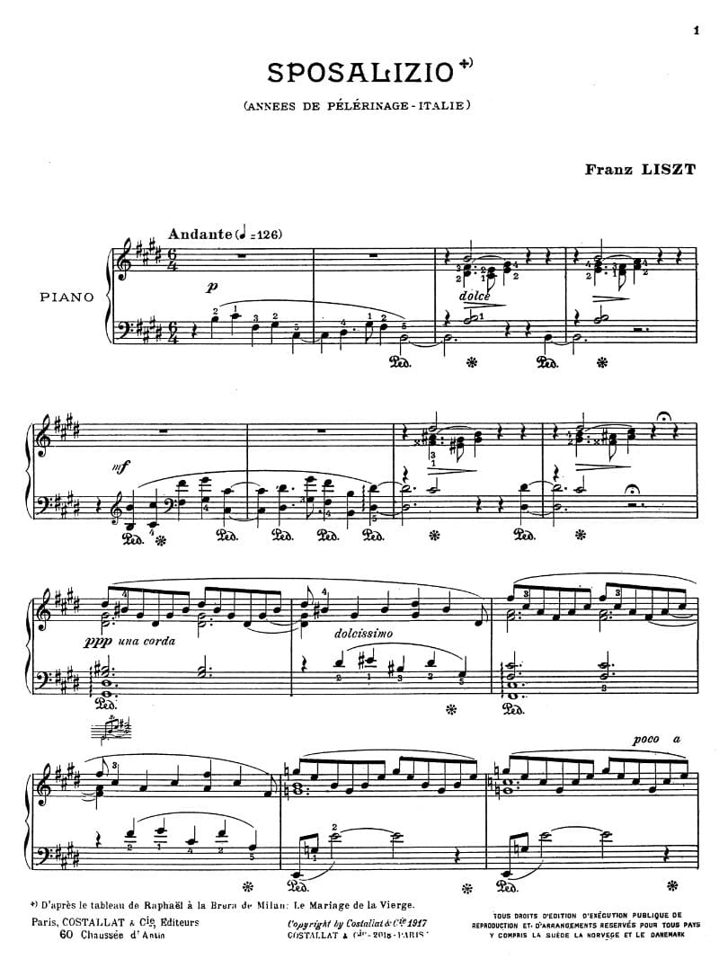 Preview of Années de pèlerinage II: Italie, S. 161: No. 1 Sposalizio