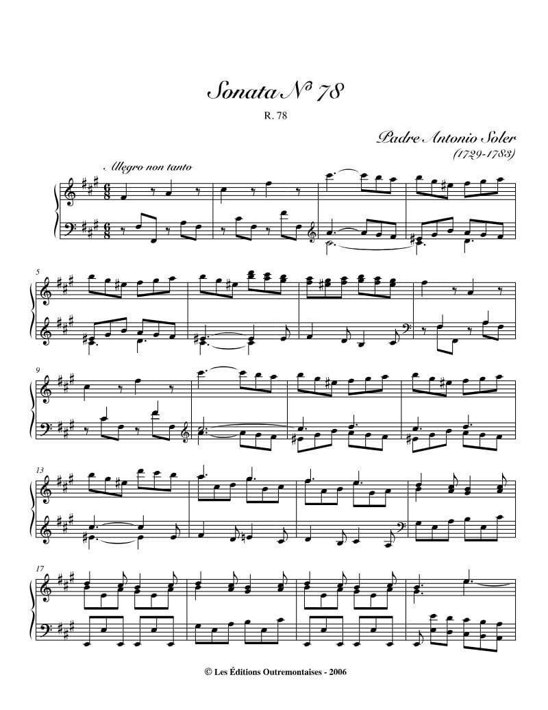 Preview of Keyboard Sonata in F-sharp minor, R. 78