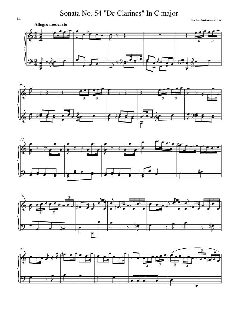 Preview of Keyboard Sonata in C major 'De Clarines'