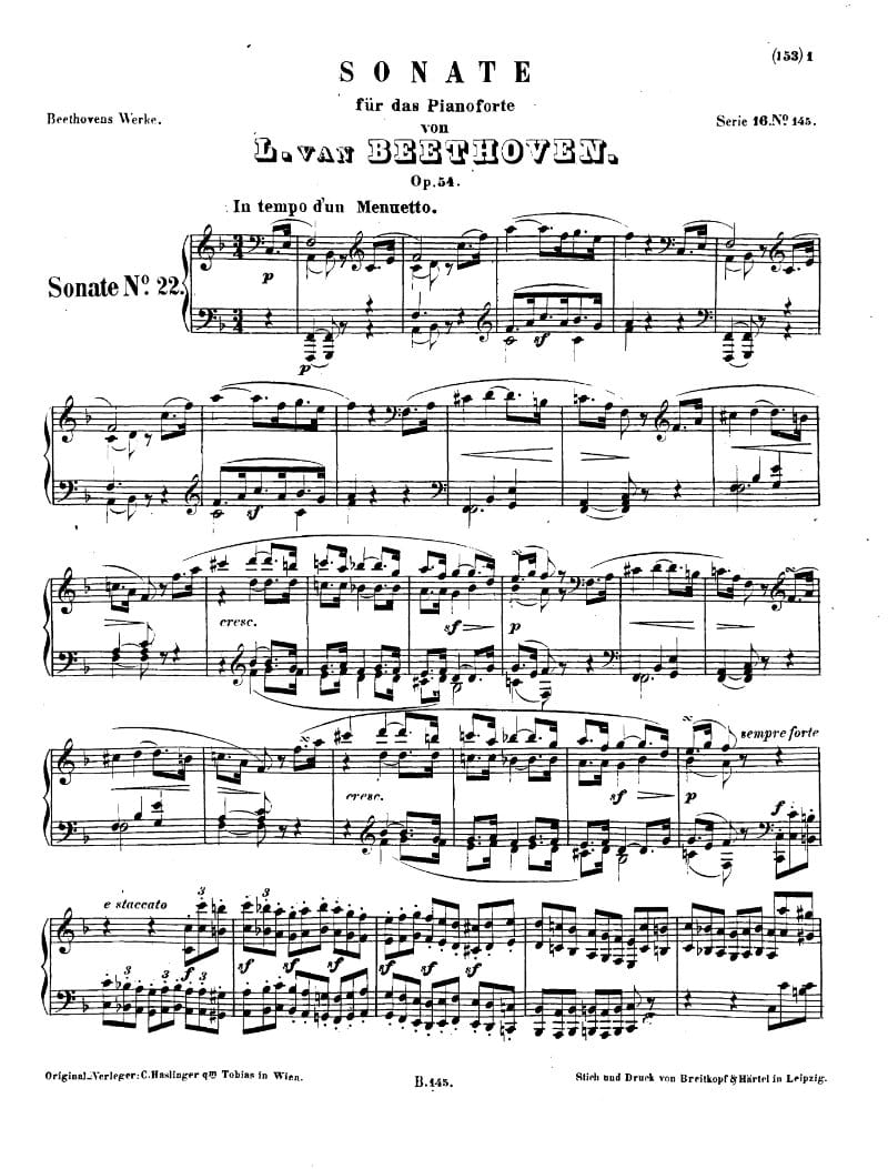 Preview of Piano Sonata No. 22 in F Major, Op. 54