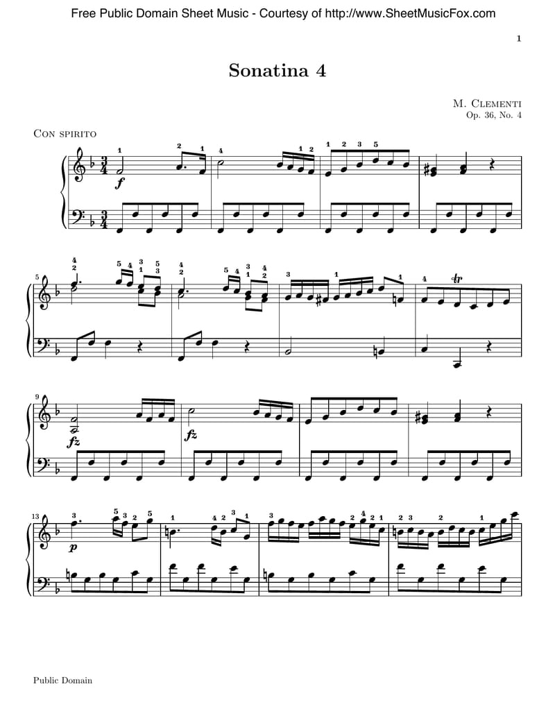 Preview of Sonatina in F Major, Op. 36 No. 4