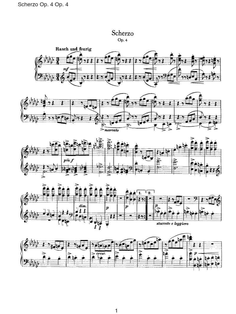 Preview of Scherzo in E-flat Minor, Op. 4
