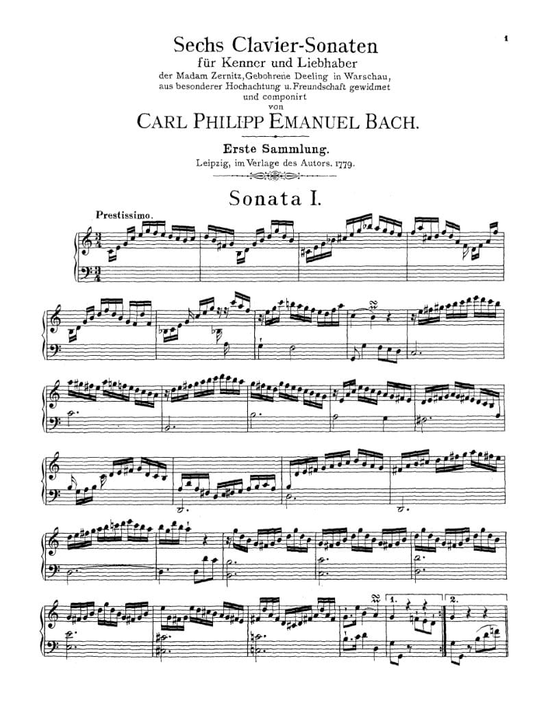 Preview of Keyboard Sonata in C Major, Wq. 55/1