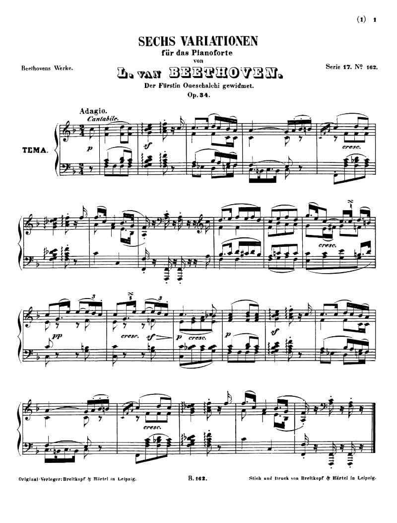 Preview of 6 Variations on an Original Theme in F Major, Op. 34