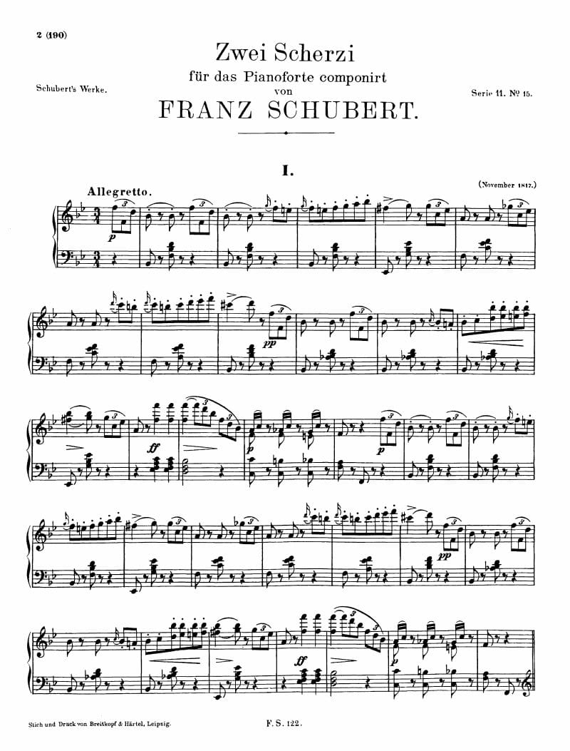 Preview of 2 Scherzi, D. 593: No. 1 in B-flat Major